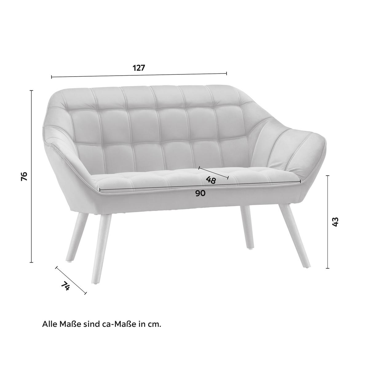 Dvosed Monique, Temno Siva, Žamet - temno siva, Moderno, tekstil/les (127/76/74,5cm) - Bessagi Home