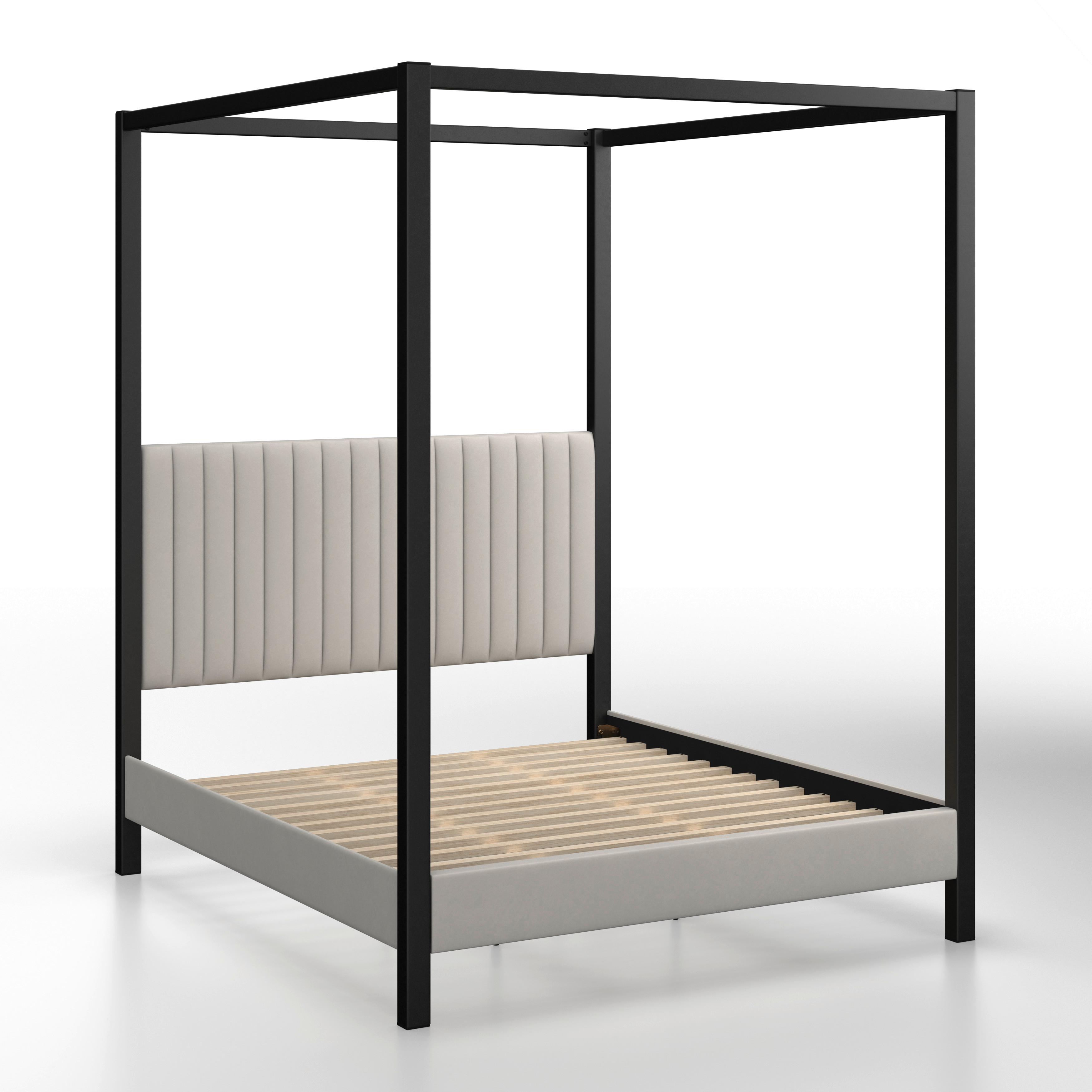Pat tapițat bej Mona cca 180X200 bej - gri deschis/maro deschis, Modern, lemn/metal (180/200cm) - Bessagi Home