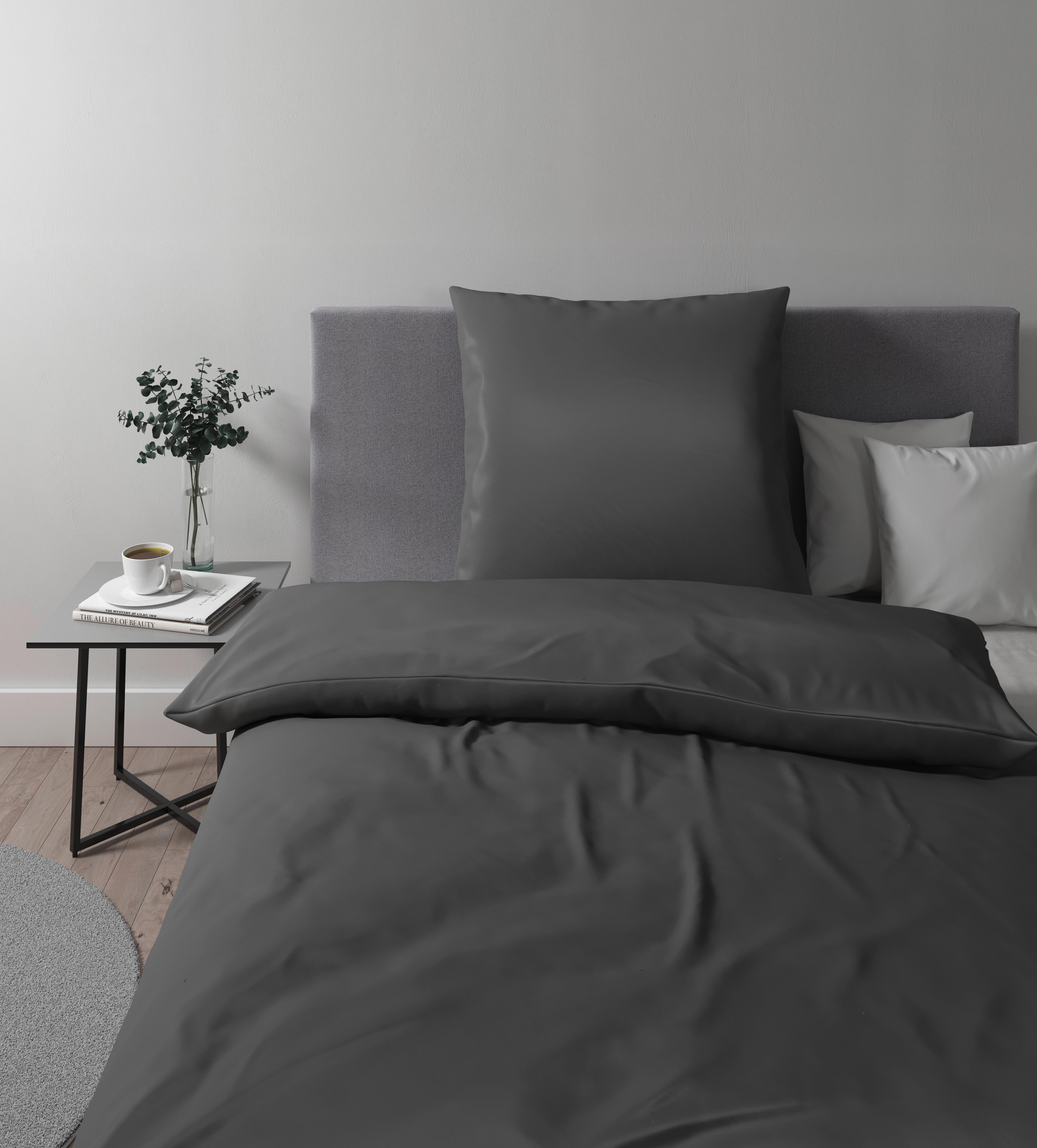 Bettwäsche Alex Uni ca. 135x200cm - Schieferfarben, MODERN, Textil (135/200cm) - Premium Living