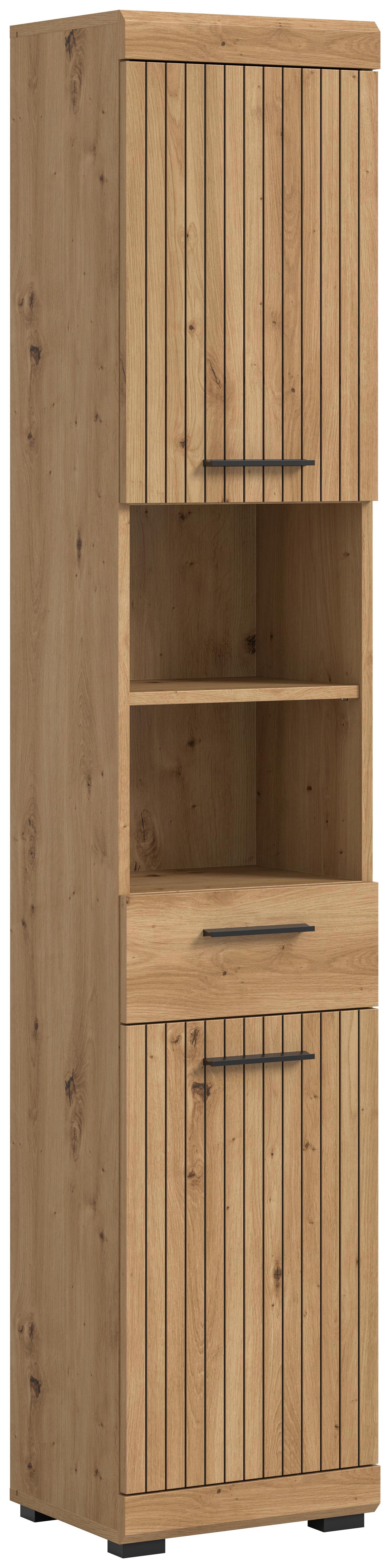 Hochschrank Scout Eiche Artisan - Schwarz/Eiche Artisan, Trend, Holzwerkstoff/Kunststoff (37/191/31cm) - MID.YOU