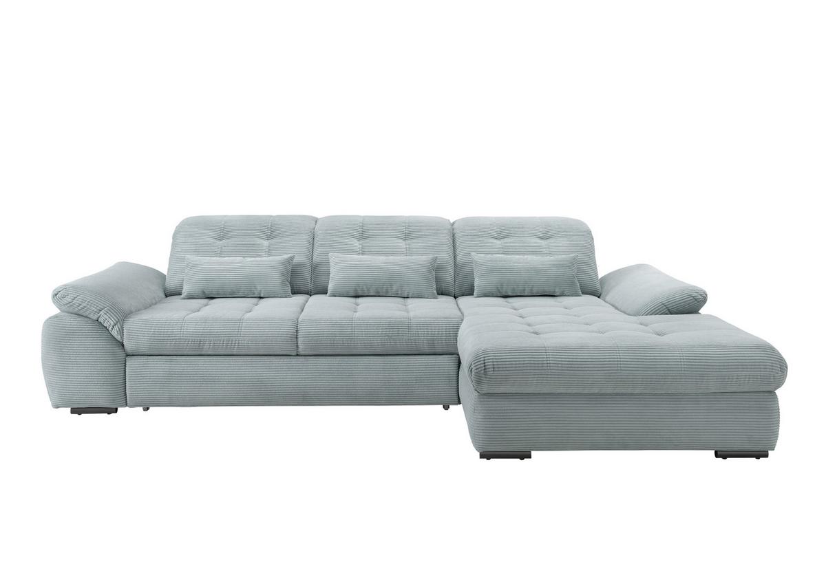 Ecksofa mit Bettkasten Rigatti ca. 314x184 cm Hellblau - Schwarz/Hellblau, MODERN, Textil/Metall (314/184cm) - Livetastic