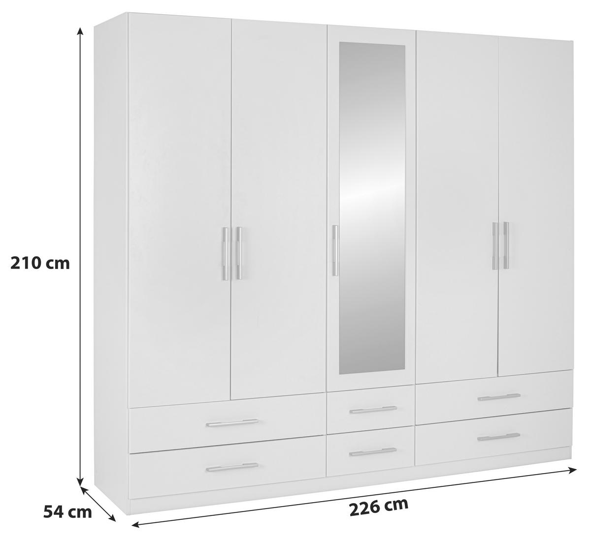 Ormar Za Odjeću Herford - bijela/srebrne boje, Moderno, staklo/drvni materijal (226/210/54cm) - Based