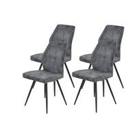 STUHL-SET ALLY S 4ER-SET - Anthrazit/Schwarz, MODERN, Textil/Metall (46/91/60cm) - MID.YOU