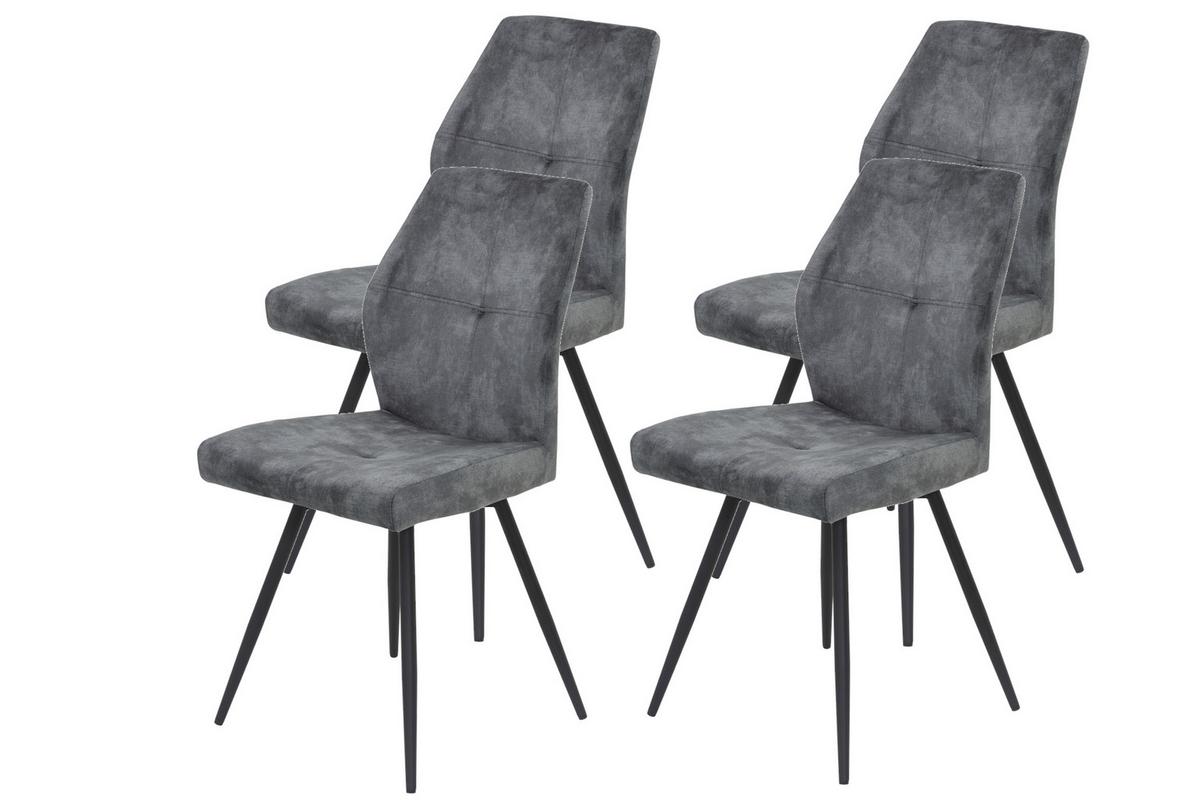 STUHL-SET ALLY S 4ER-SET - Anthrazit/Schwarz, MODERN, Textil/Metall (46/91/60cm) - MID.YOU