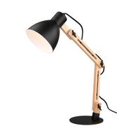 LAMPA STOŁOWA WOODY - czarny/brązowy, Design, metal/drewno (34/16/55,5cm) - Novel