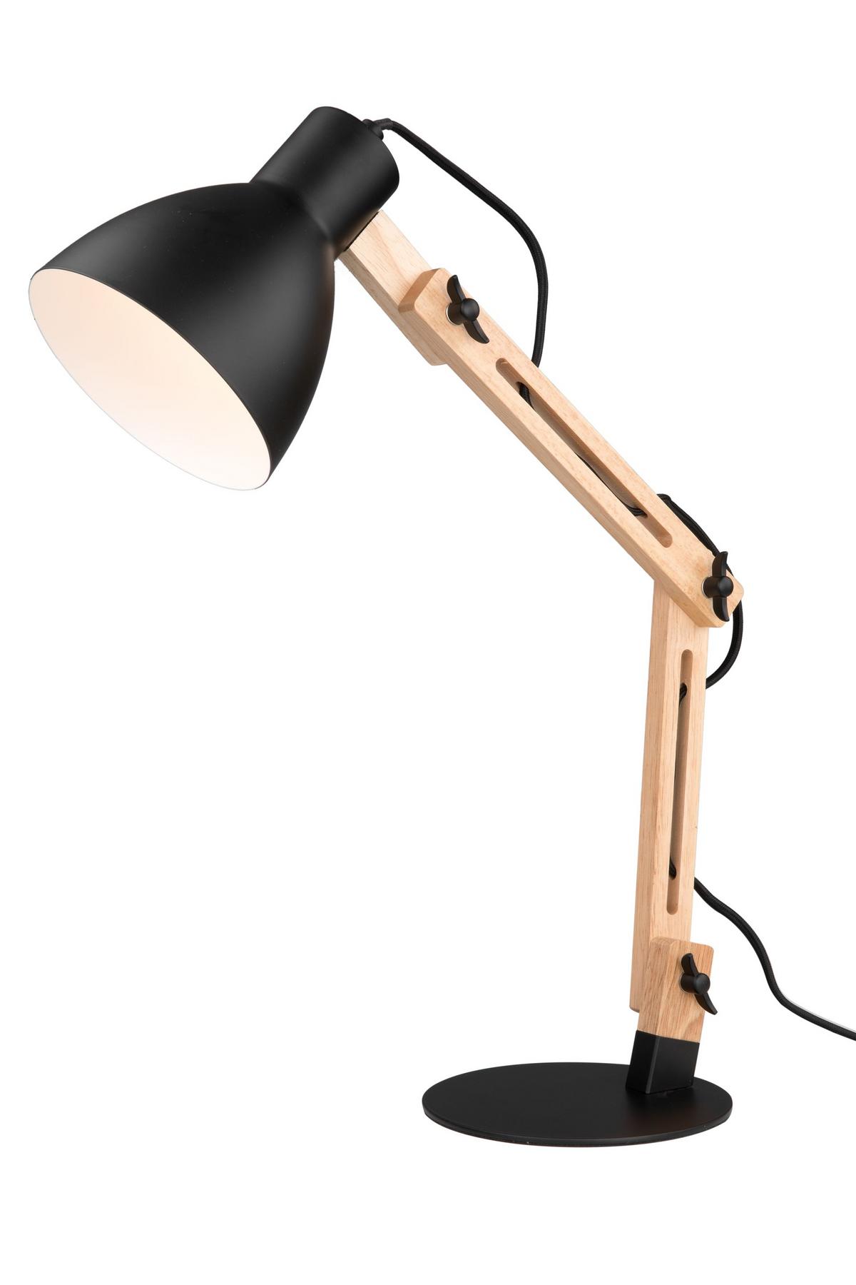 LAMPA STOŁOWA WOODY - czarny/brązowy, Design, metal/drewno (34/16/55,5cm) - Novel