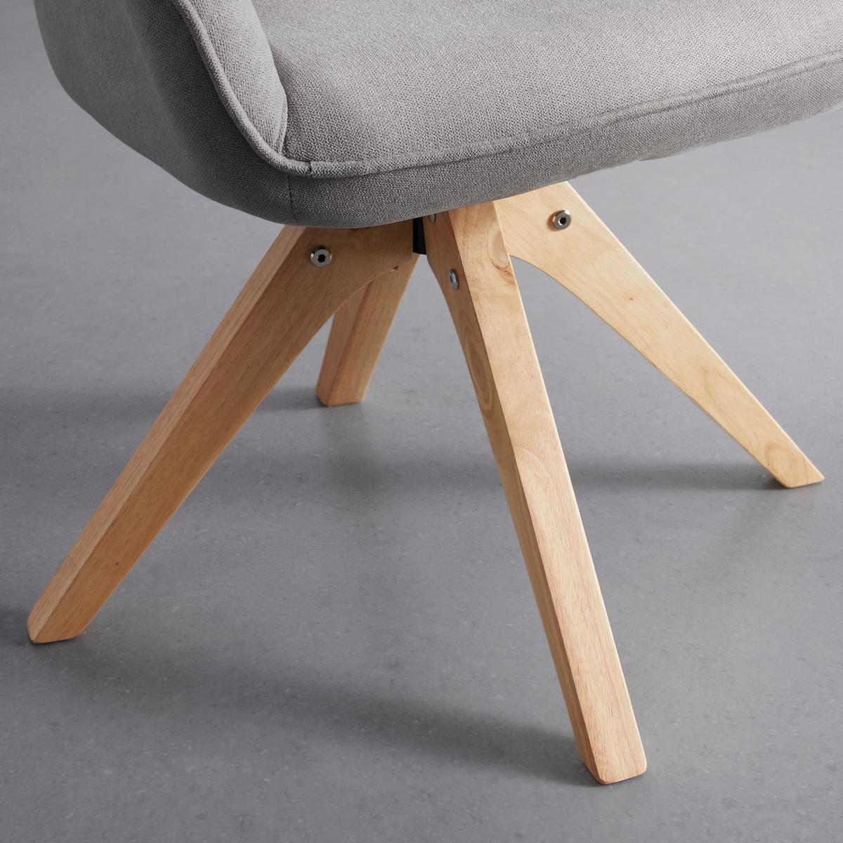 Armlehnstuhl Leonie Hellgrau Webstoff Drehbar Gepolstert - Eichefarben/Hellgrau, MODERN, Holz/Textil (60/84/61cm) - Bessagi Home