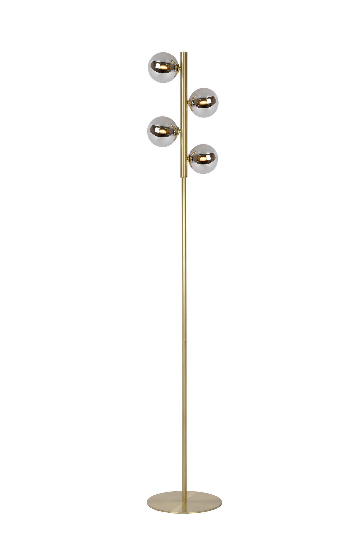 LAMPA STOJĄCA 45774/04/02 TYCHO - kolor mosiężny/jasnoszary, Design, metal/szkło (26/25/154cm) - Lucide