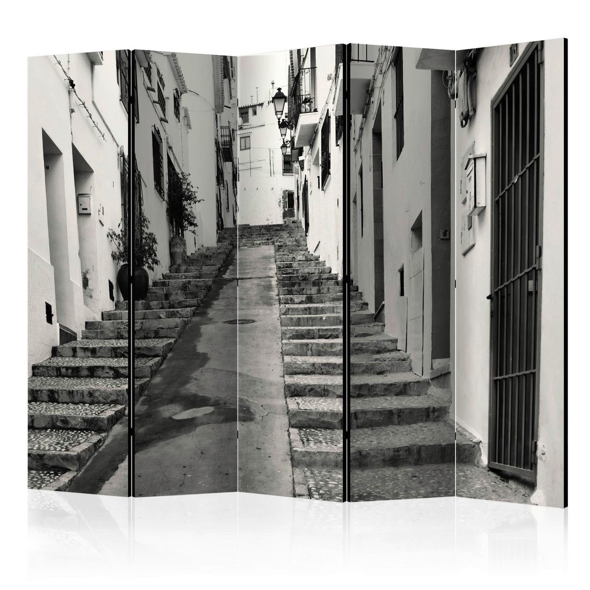 Paravan Old Town Altea I, 5-Delni, Akustičen - siva/sivobela, Basics, umetna masa/tekstil (225/172/3cm) - artgeist