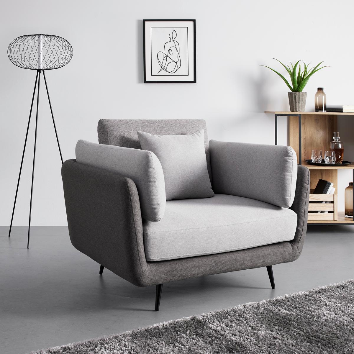Sessel Genesis Grau Webstoff - Schwarz/Grau, MODERN, Holz/Textil (112/65/91cm) - Bessagi Home