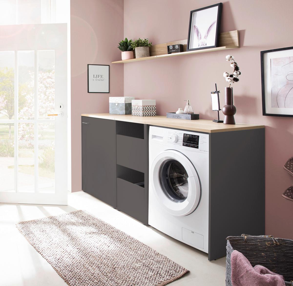 Mehrzweckschrank Solea Anthrazit/Eiche - Eichefarben/Anthrazit, MODERN, Holzwerkstoff/Kunststoff (67,1/95,8/60cm) - MID.YOU