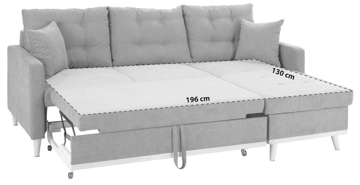Sedežna Garnitura Kring, Siva, Z Ležiščem - siva, Basics, tekstil (212/72/150cm) - MID.YOU