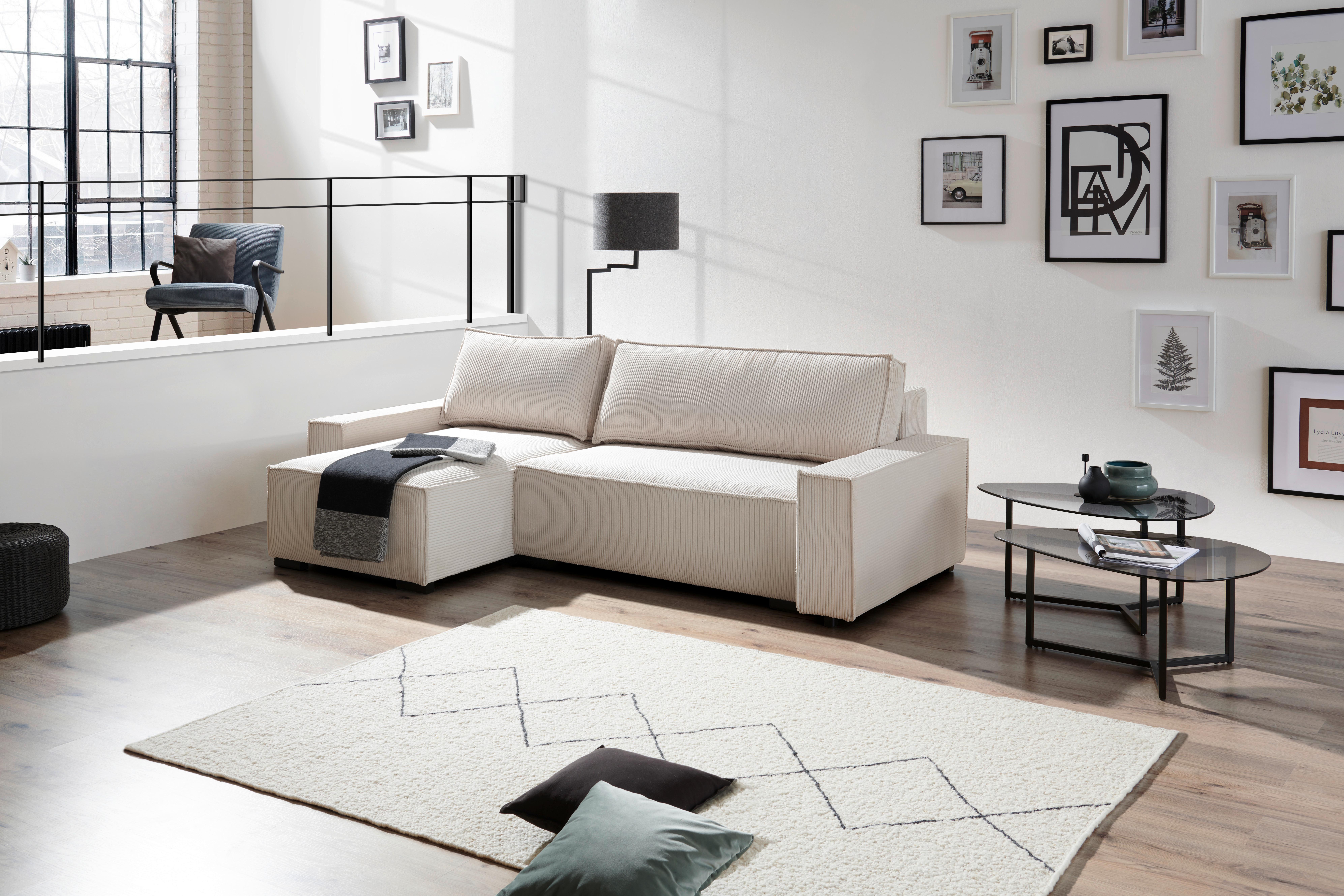 Sarokkanapé Verano - krém, Modern, textil (157/265cm) - Mömax