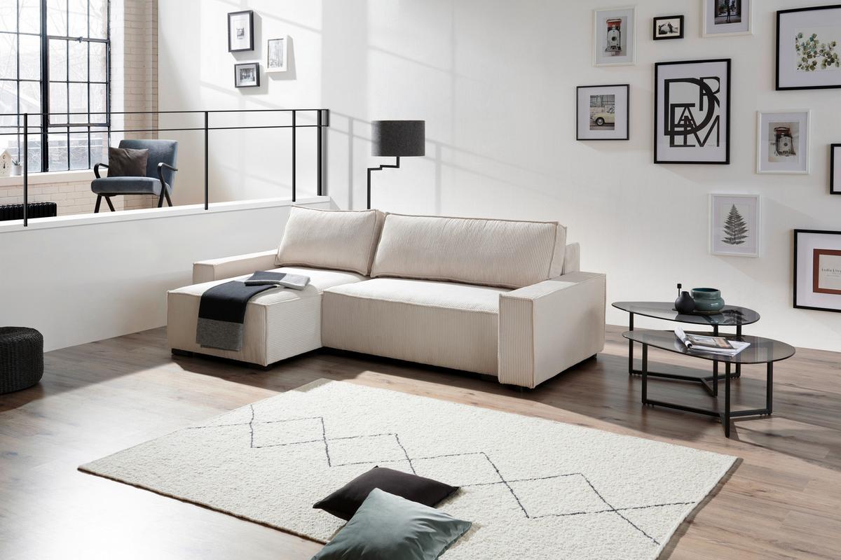 Sarokkanapé Verano - krémszínű, Modern, textil (157/265cm) - Mömax