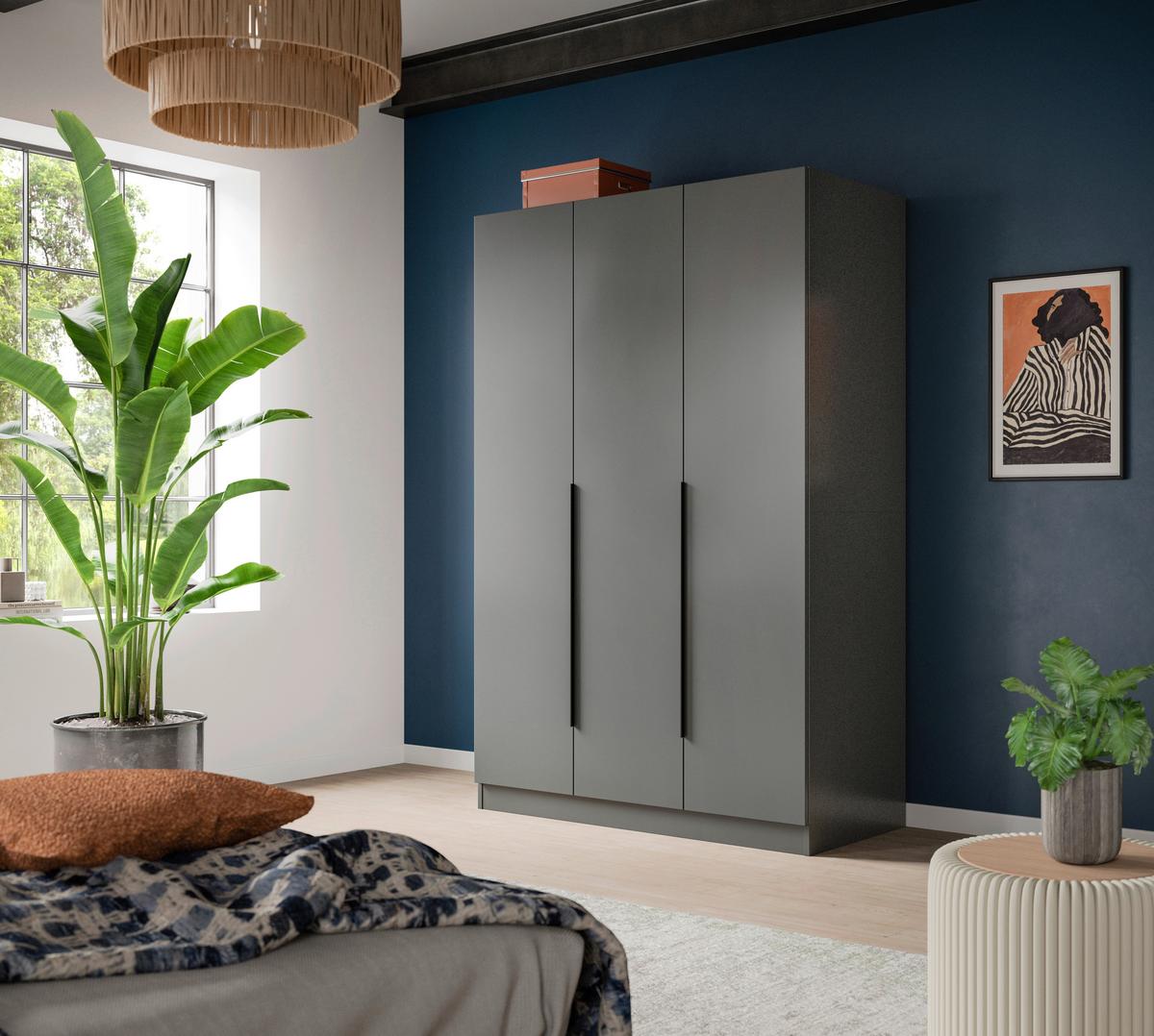 Drehtürenschrank KOPENHAGEN ca.120x181x52cm Anthrazit - Anthrazit/Schwarz, MODERN, Holzwerkstoff/Kunststoff (120/181/52cm) - MID.YOU