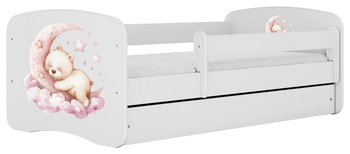 Otroška Postelja Babydreams, Bela, 80x160cm - bela/barve breze, Moderno, tekstil/leseni material (80/160cm) - MID.YOU