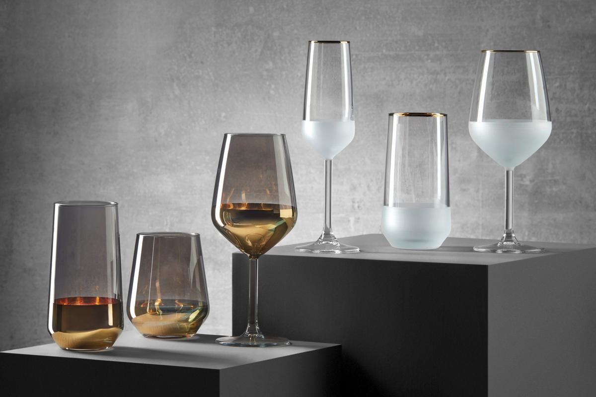 Weinglas Goldline in Weiß ca. 490ml - Weiß, MODERN, Glas (6,4/22cm) - Premium Living