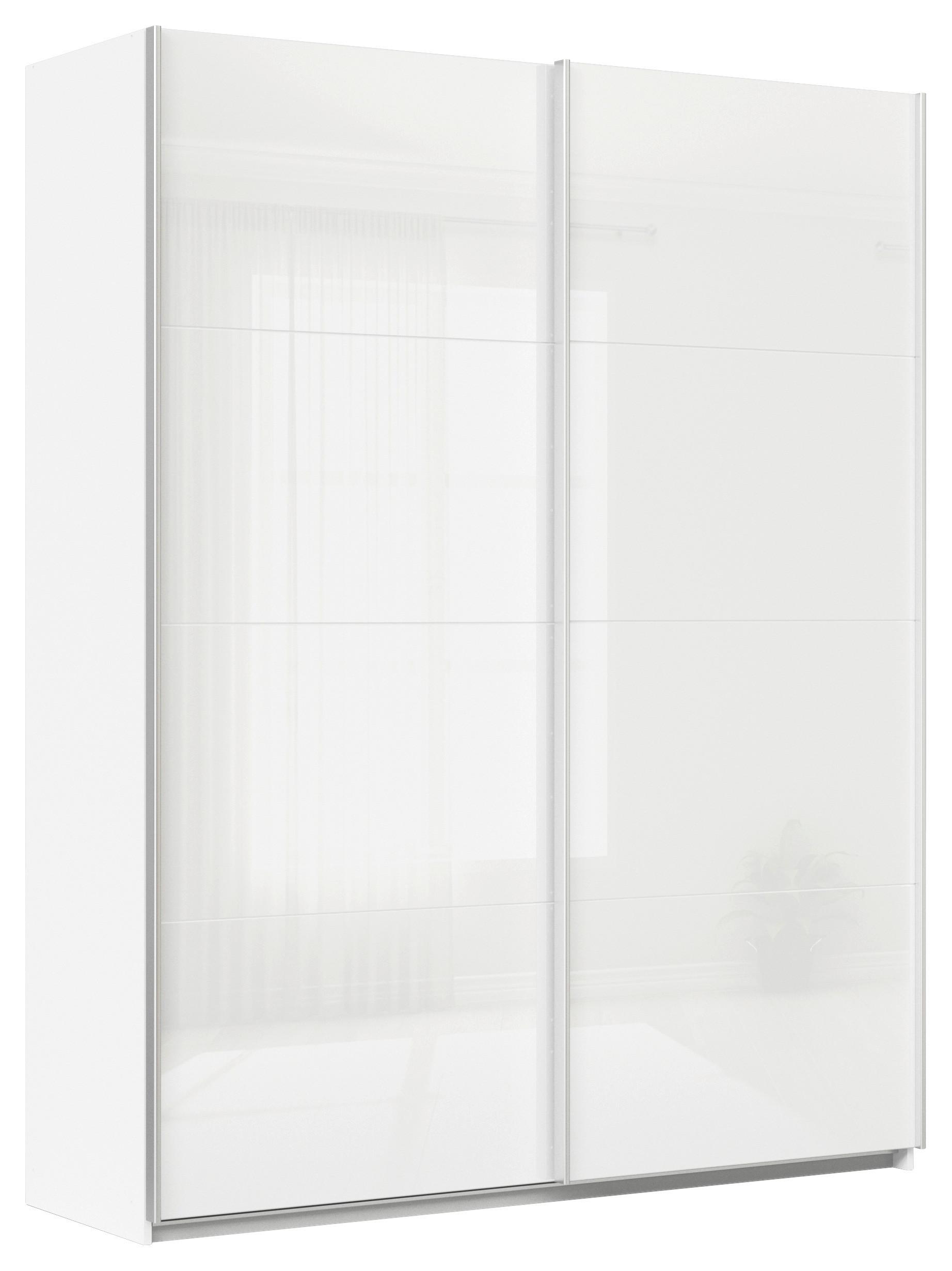 Ormar S Kliznim Vratima Feldkirch - bijela/bijela visoki sjaj, Moderno, staklo/drvni materijal (181/229/62cm)