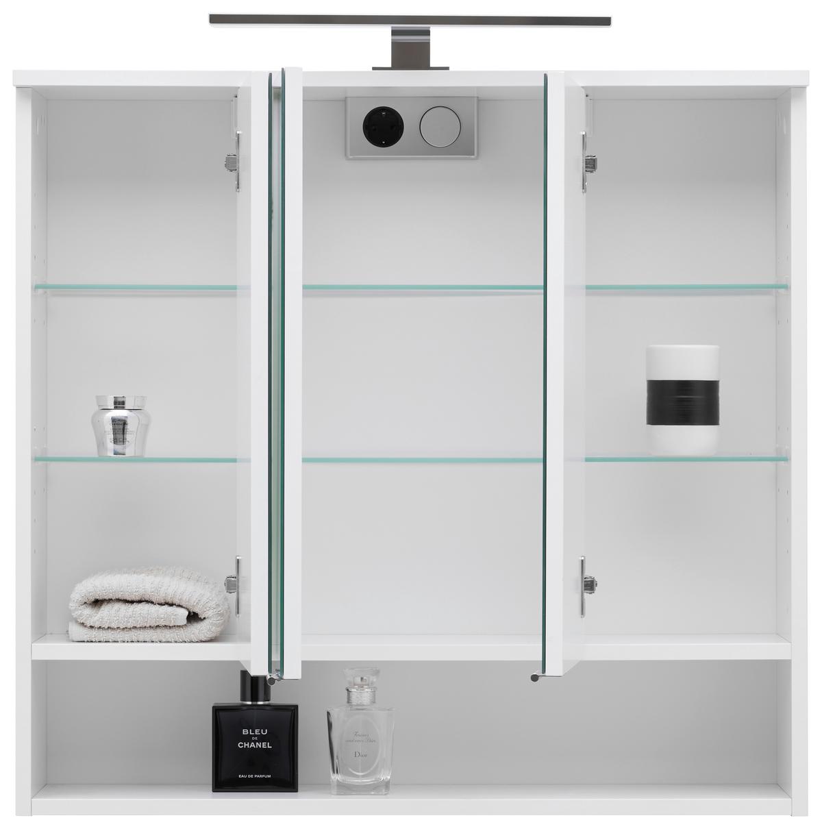 Element S Ogledalom Fresh - bijela/boje kroma, Konvencionalno, staklo/drvni materijal (80/75/20cm) - Modern Living