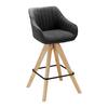 Barhocker Leonie Dunkelgrau Webstoff Drehbar Gepolstert - Dunkelgrau/Eichefarben, MODERN, Holz/Textil (55/106/56cm) - Bessagi Home
