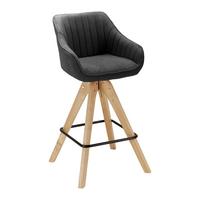 STOŁEK BAROWY LEONIE - kolor dębowy/ciemnoszary, Modern, metal/drewno (55/106/56cm) - Bessagi Home