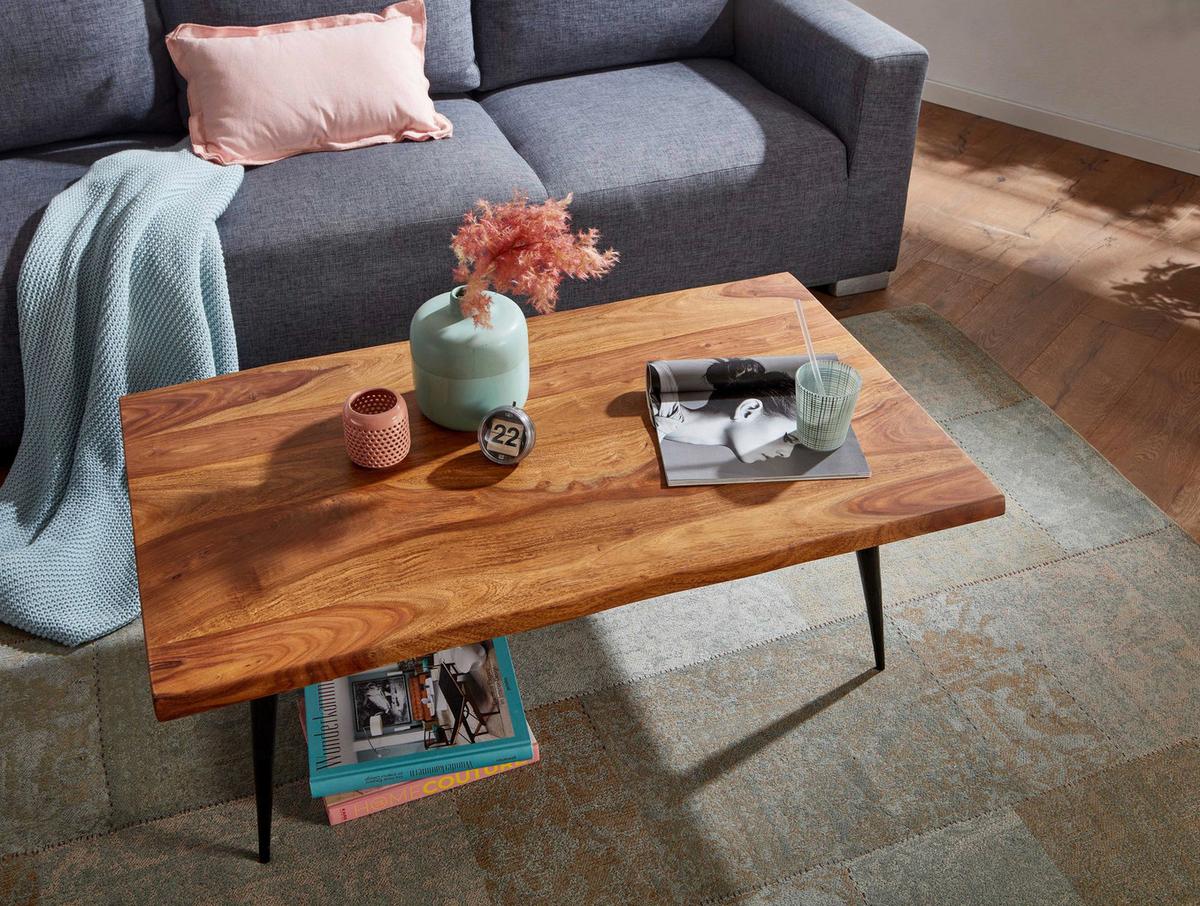 Klubska Miza Wohnling - črna/barve indijskega rožnega lesa, Moderno, kovina/les (110/60/40cm) - MID.YOU