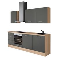 Küchenblock IBZ ohne Geräte ca. 230 cm Dunkelgrau - Edelstahlfarben/Eichefarben, Design, Holzwerkstoff/Metall (230cm) - Impuls