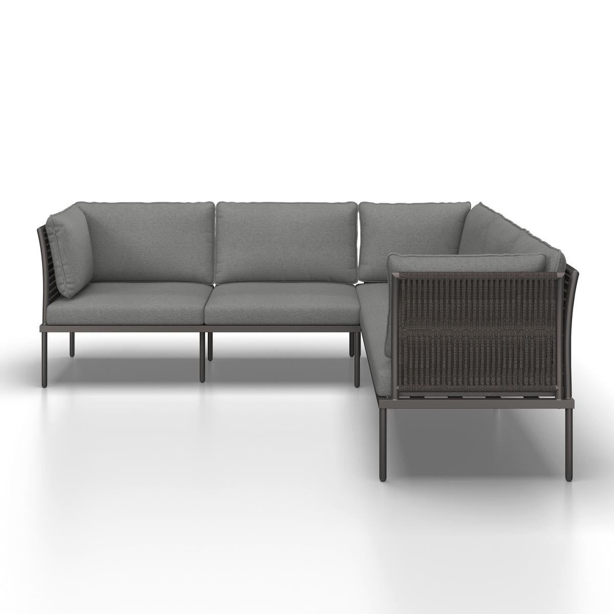 Gartenlounge Elora Hellgrau Textil/Metall - Anthrazit/Hellgrau, Modern, Textil/Metall (223/75/74cm) - Bessagi Garden