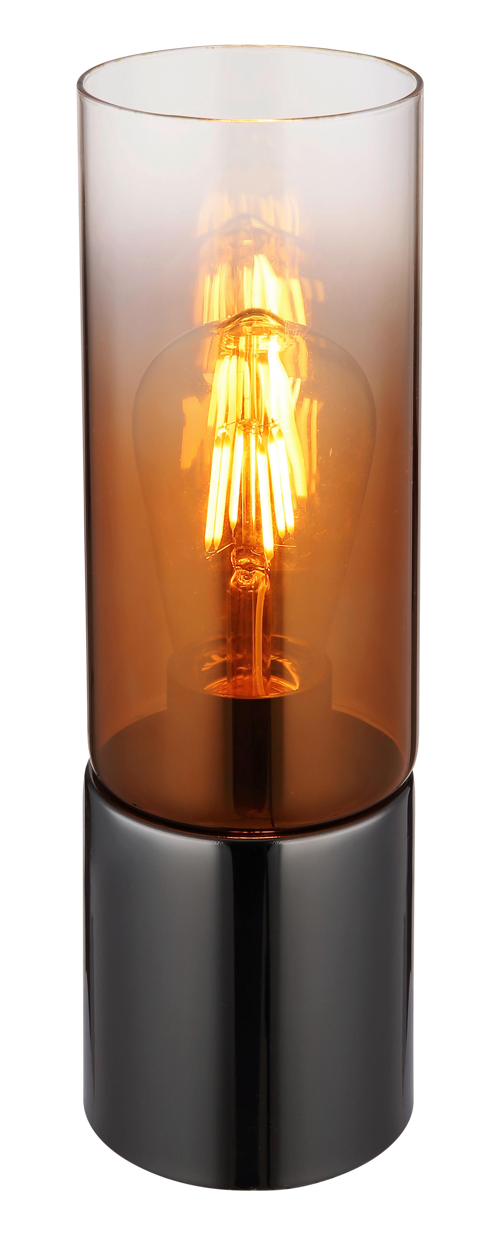 Tischleuchte Annika Kupferfarben max. 25 Watt - Klar/Schwarzchrom, Konventionell, Glas/Textil (9/30cm) - Globo