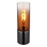 Tischleuchte Annika Kupferfarben max. 25 Watt - Klar/Schwarzchrom, Konventionell, Glas/Textil (9/30cm) - Globo