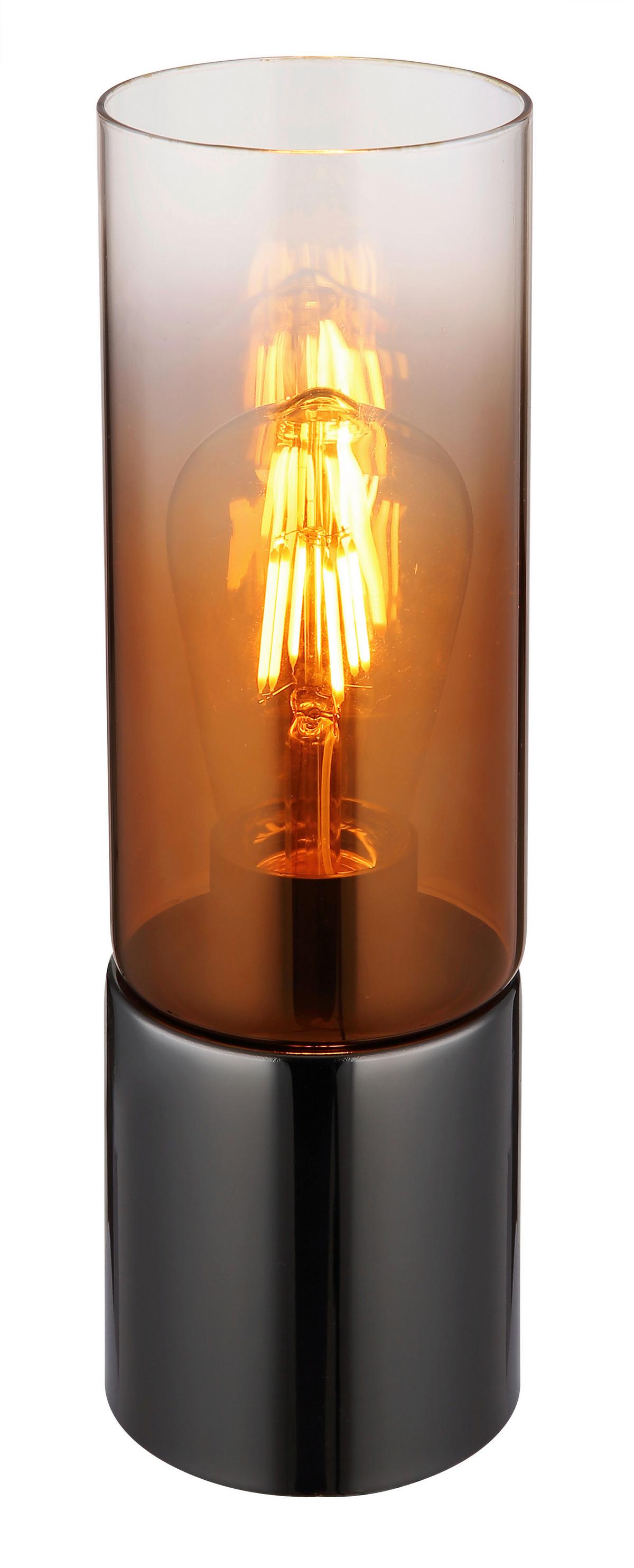 Tischleuchte Annika Kupferfarben max. 25 Watt - Klar/Schwarzchrom, Konventionell, Glas/Textil (9/30cm) - Globo