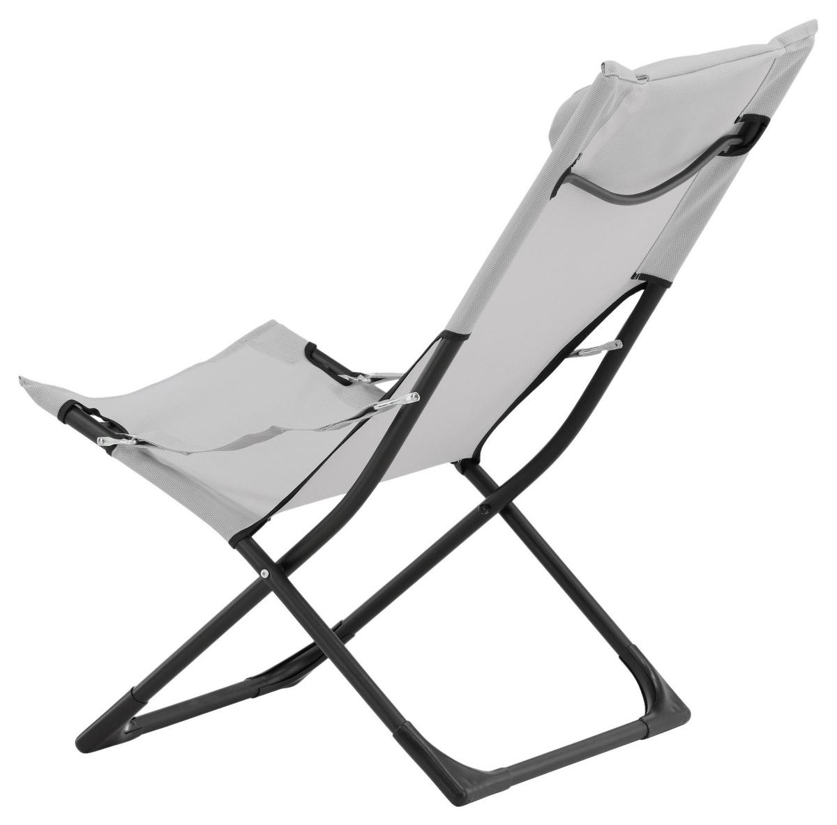 STRANDSTUHL SEVILLE - Schwarz/Grau, KONVENTIONELL, Textil/Metall (63/89/84cm) - Gardenson