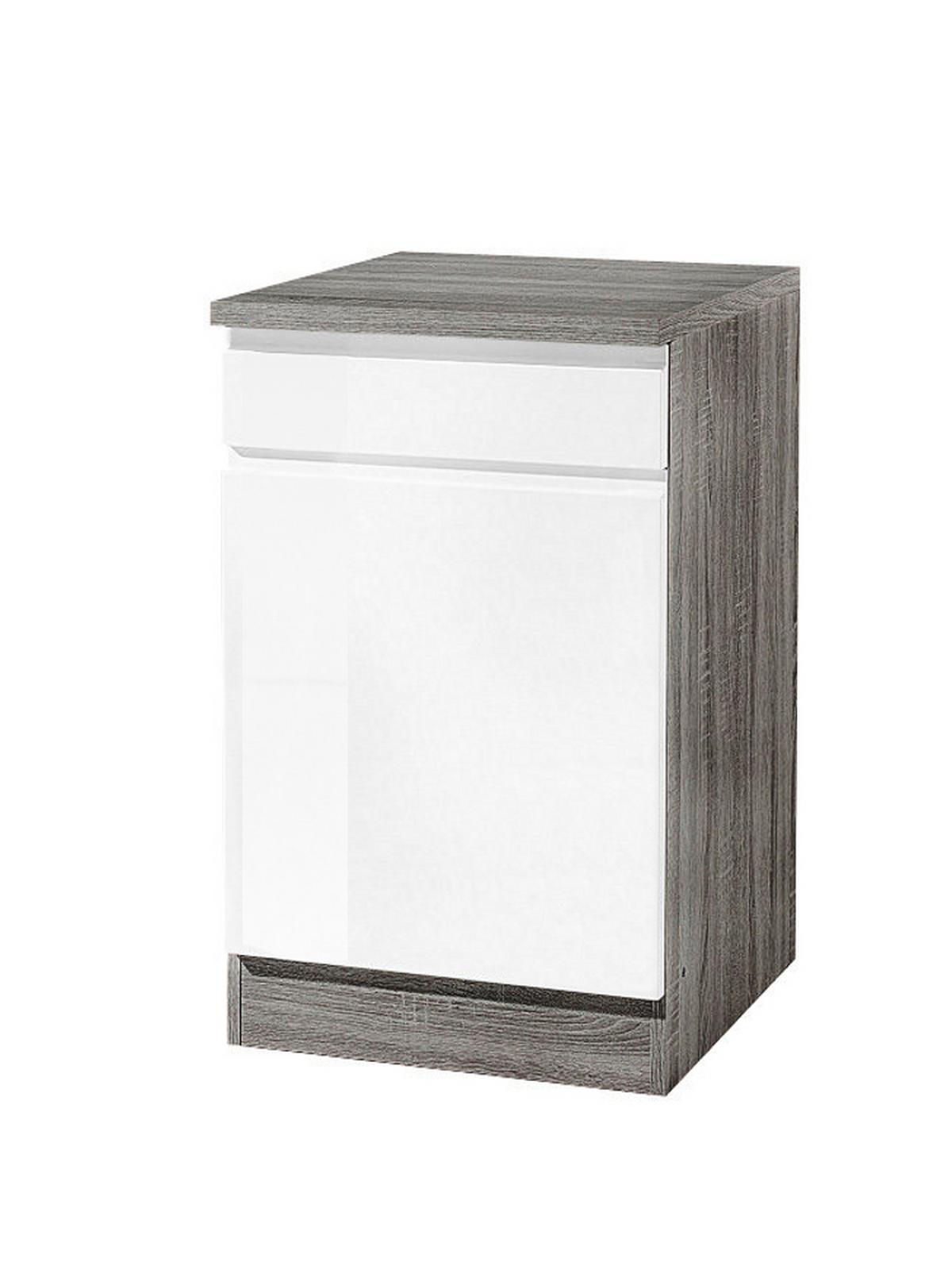 Küchenunterschrank "Cardiff" Weiss - Weiß Hochglanz/Grau, Basics, Holzwerkstoff (50/85/60cm) - Held