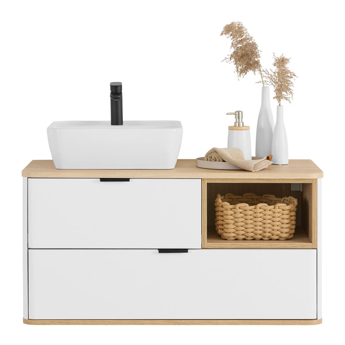 Element Ispod Umivaonika Elias -Exklusiv- - bijela/crna, Moderno, drvni materijal/metal (100/50/48cm) - Mömax