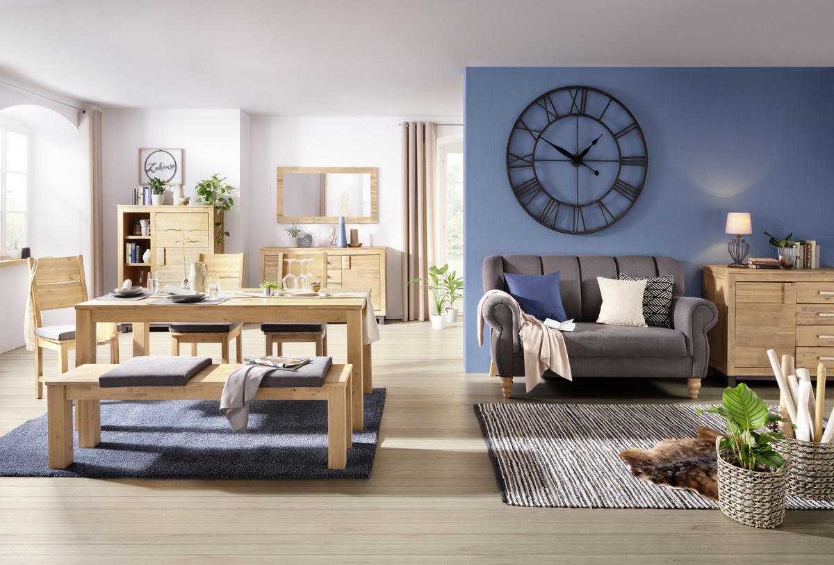 Highboard aus Akazie teilmassiv - Akaziefarben/Grau, Konventionell, Holz (110/140/45cm) - Zandiara