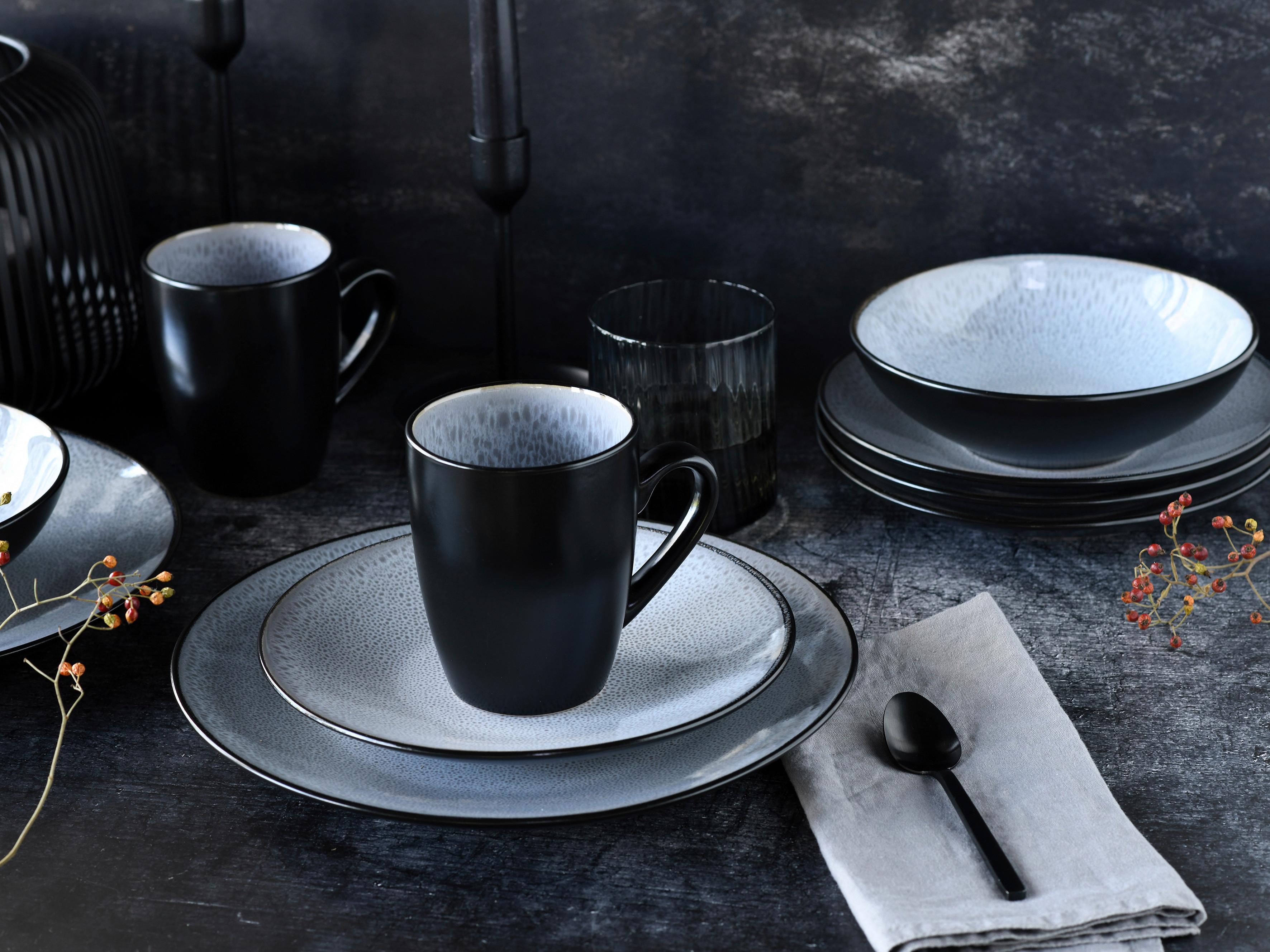 Kombinirani Servis Malmö, 16-Delni - črna/sivobela, Basics, keramika - Creatable