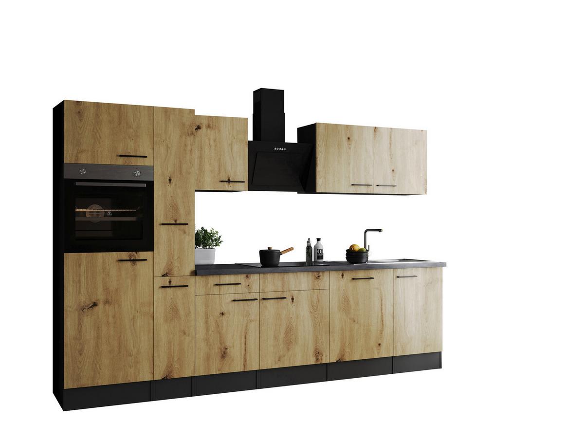 Kuhinjski Blok Z Aparati Oliver, 310cm - črna/siva, Design, kovina/leseni material (310cm) - Respekta