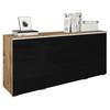 Sideboard Vera mit LED ca. 150 cm Schwarz/Eiche Wotan - Schwarz Hochglanz/Eiche Wotan, LIFESTYLE, Holzwerkstoff/Kunststoff (150/67,9/39,5cm) - P & B