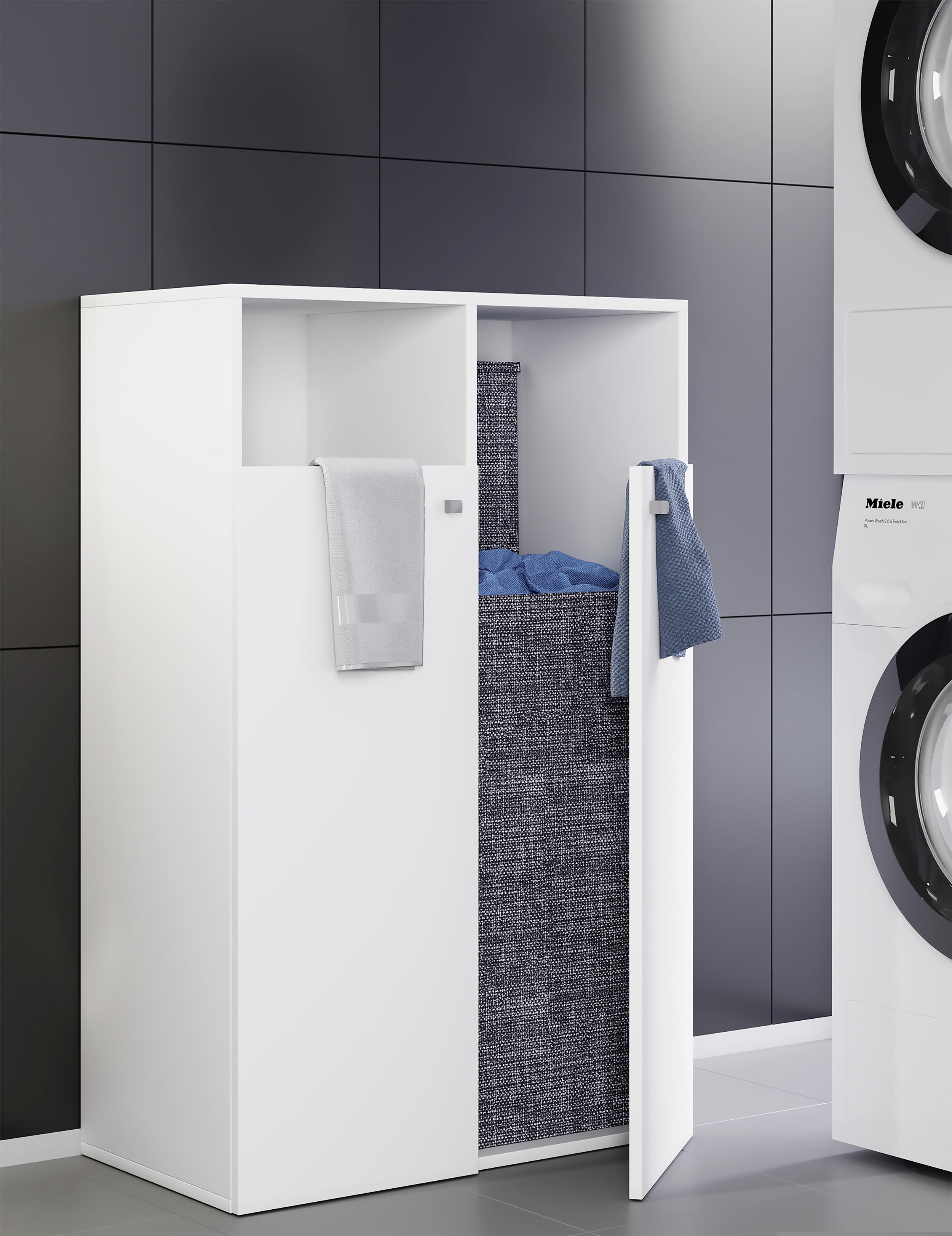 Wäscheschrank KLIDAS XL Weiß ca. 80x110x39 cm - Weiß/Grau, MODERN, Holzwerkstoff/Kunststoff (80/110/39cm) - MID.YOU