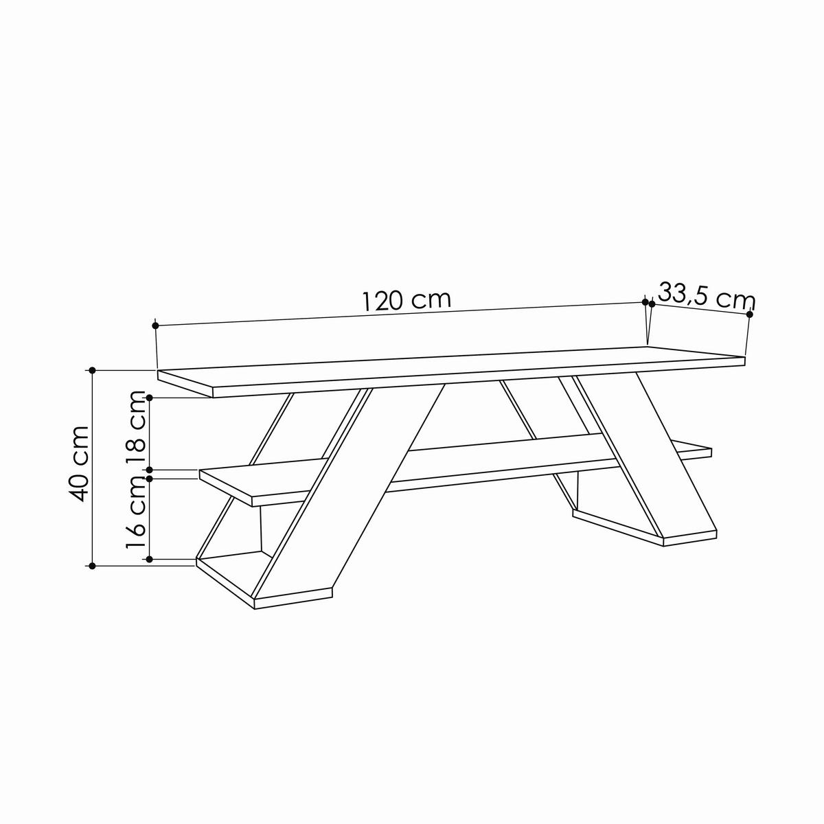 Phonotisch Farfalla ca. 120x40x34 cm Grauweiß - Grauweiß, Design, Holzwerkstoff (120/40/33.5cm) - Livetastic
