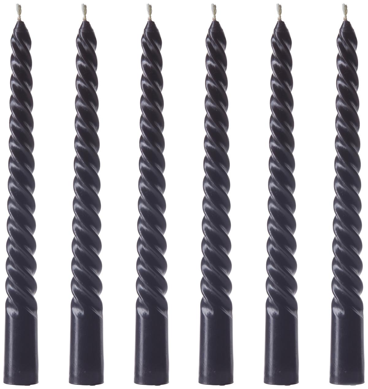 Stabkerze Twisto II in Schwarz 6-teilig - Schwarz, MODERN (2/20cm) - Modern Living