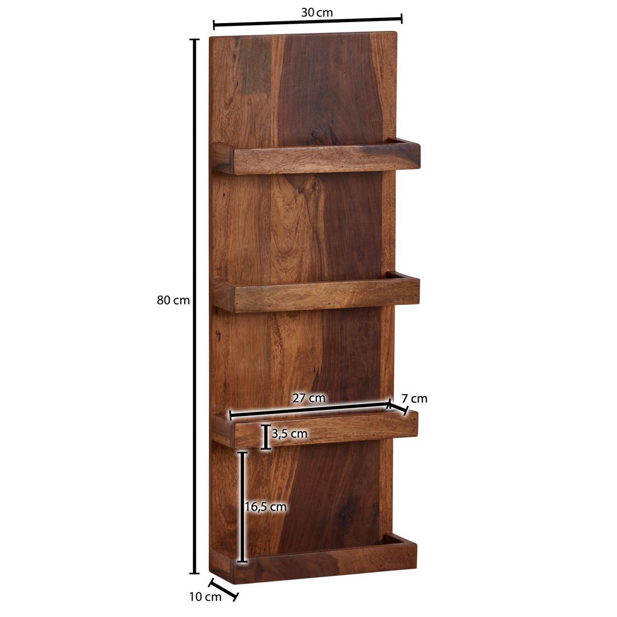 Stenski Regal Wohnling - barve indijskega rožnega lesa, Moderno, les (30/80/10cm) - MID.YOU