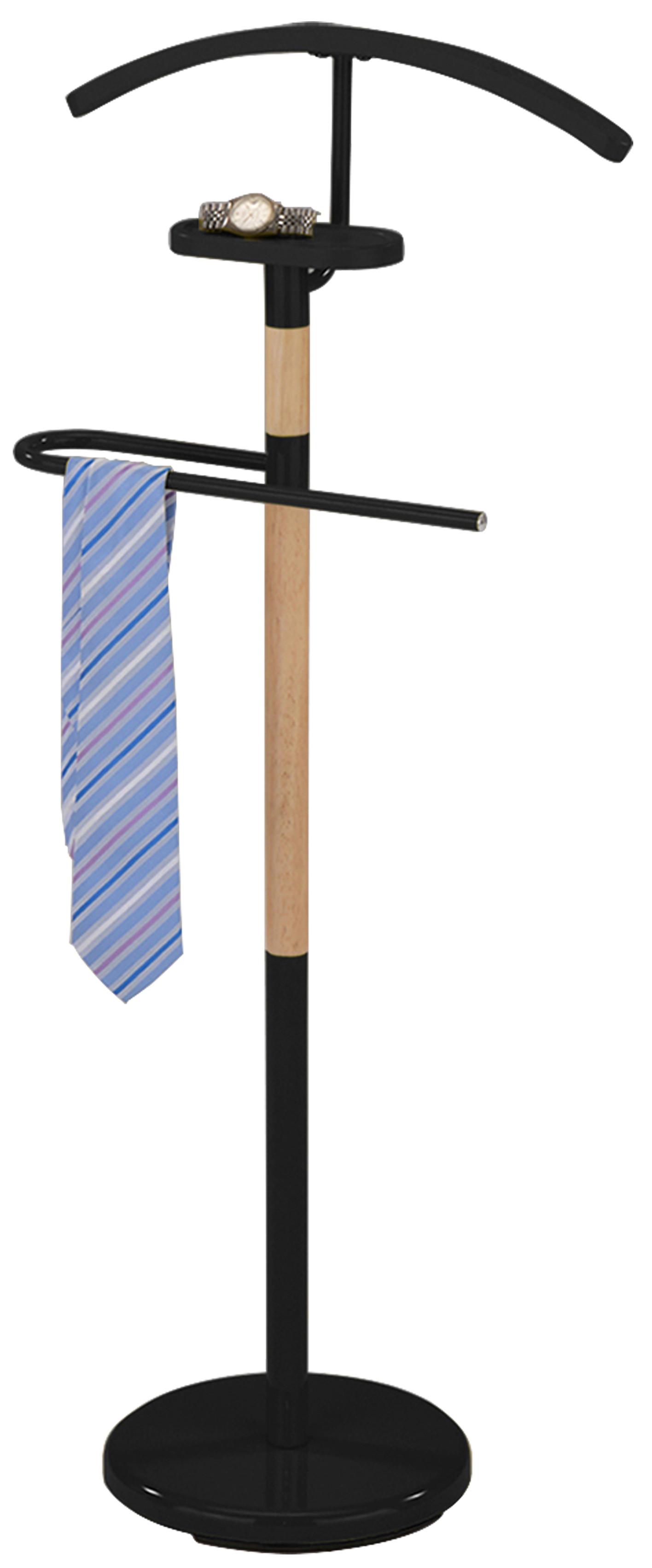 Herrendiener aus Kautschuk teilmassiv - Schwarz/Naturfarben, Konventionell, Holz/Metall (46,5/112/28,5cm) - Mömax