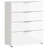 Kommode Oakland in Weiß - Chromfarben/Schwarz, MODERN, Glas/Holzwerkstoff (83/102/42cm) - Premium Living