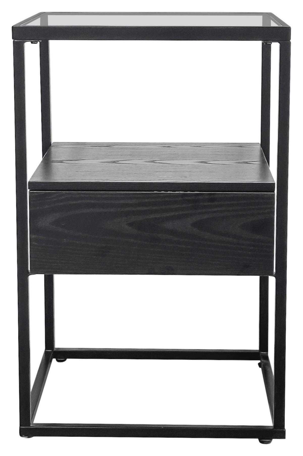 Măsuță auxiliară NOAH - negru, Modern, sticlă/metal (40/62/40cm) - Modern Living
