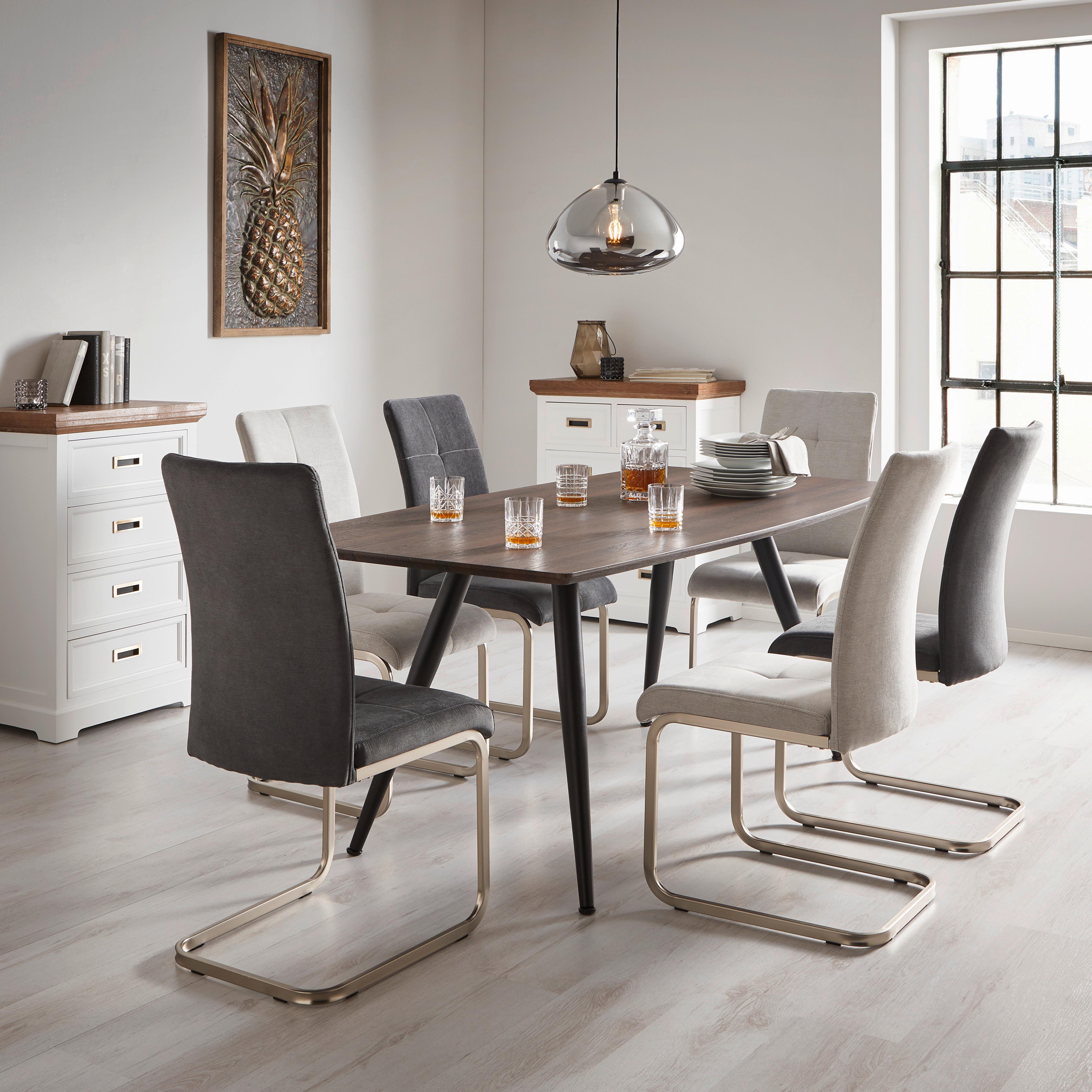 SVIKTSTOL LUCIE - kromfärg/grå, Modern, metall/trä (42,5/98/45cm) - Bessagi Home