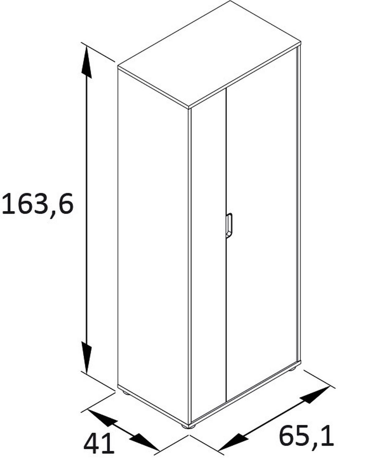 Aktenschrank Emmik Eichefarben - Eichefarben/Schwarz, MODERN, Holzwerkstoff (65,1/163,6/41cm) - MID.YOU