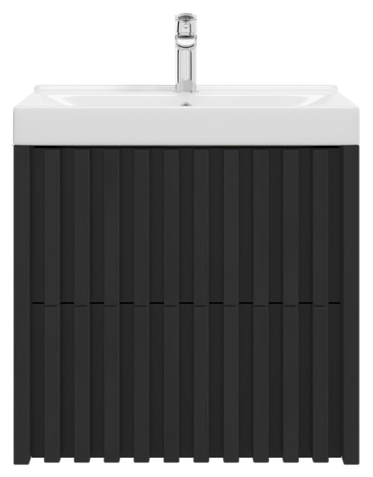 Bază cu lavoar Nero - alb/negru, Modern, ceramică/material pe bază de lemn (61cm) - Welnova