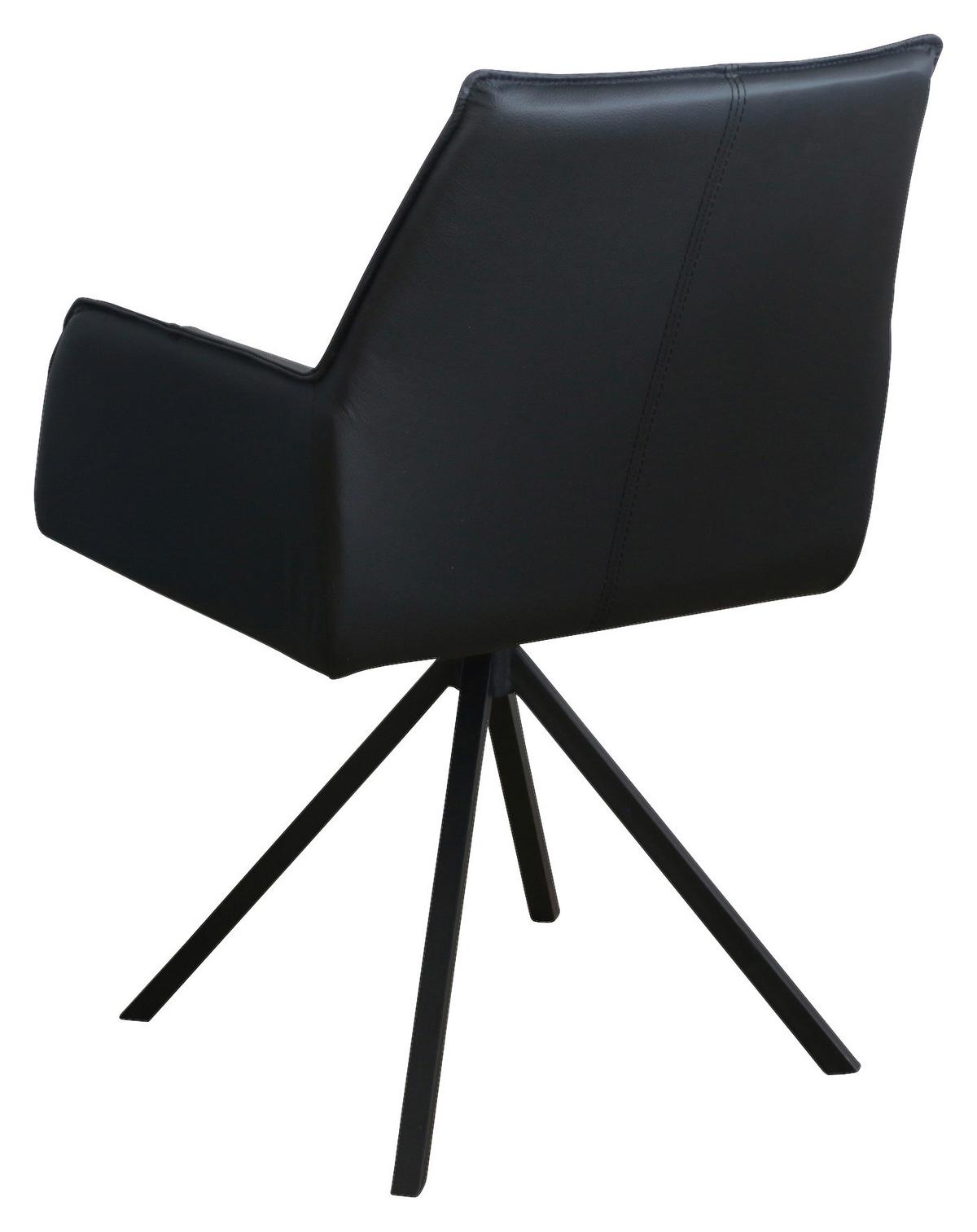 KRZESŁO Z PODŁOKIETNIKAMI NIZZA - czarny, Design, skóra/metal (59,5/87,5/69cm) - Novel
