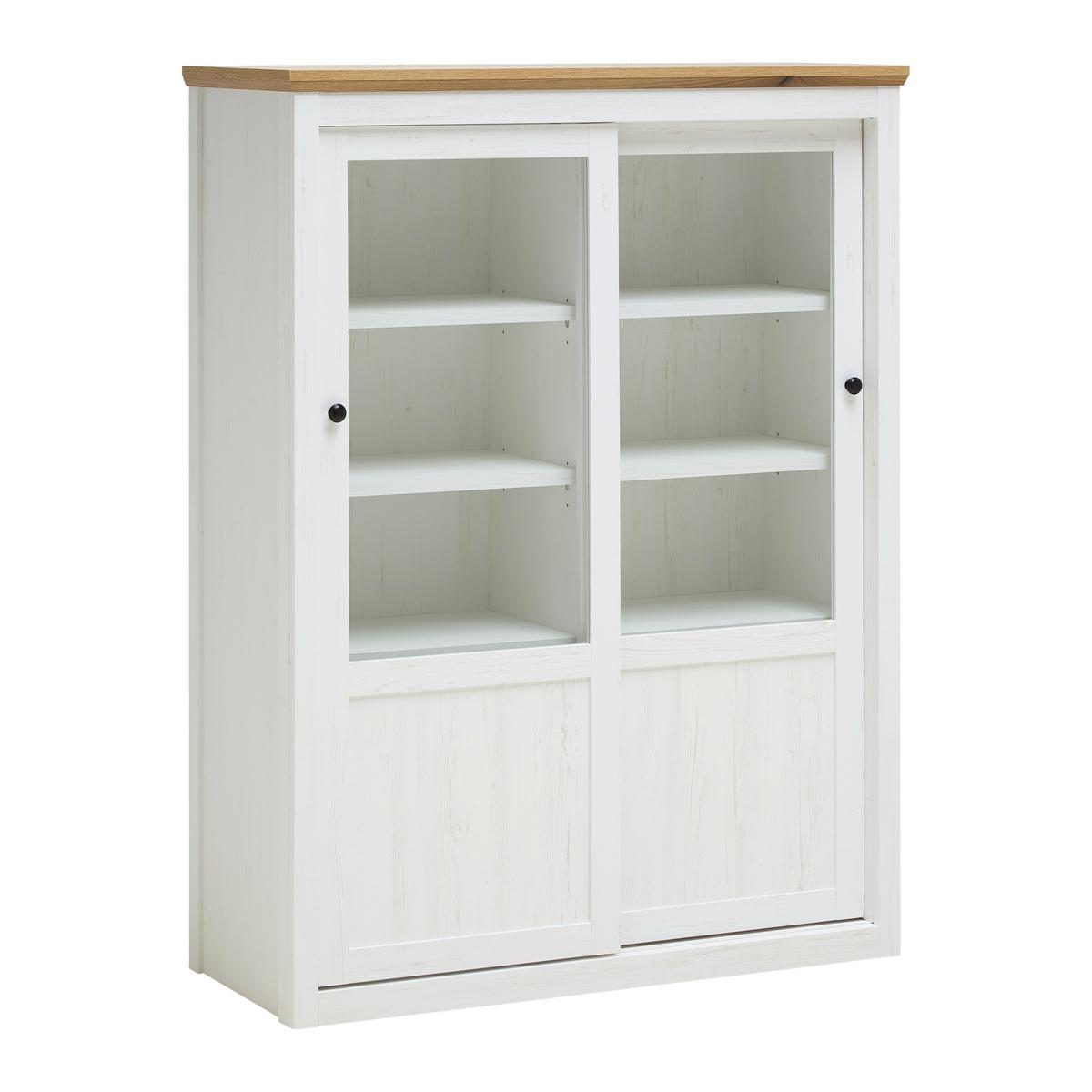 Highboard Korsika Eichefarben/Weiß - Eichefarben/Schwarz, ROMANTIK / LANDHAUS, Holzwerkstoff/Metall (105,5/140/43cm) - Mömax